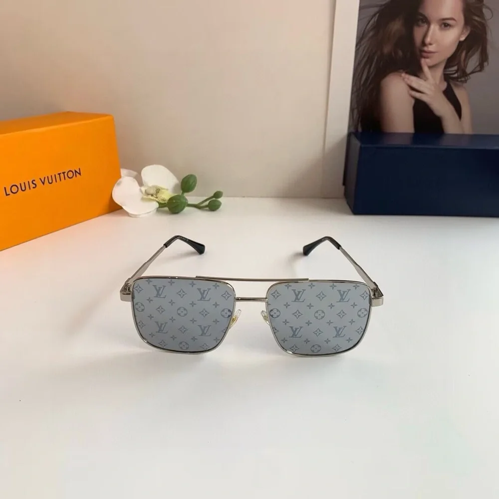 Louis Vuitton Silver Metal Sunglasses with Smoke Lenses - Picture 2 of 7